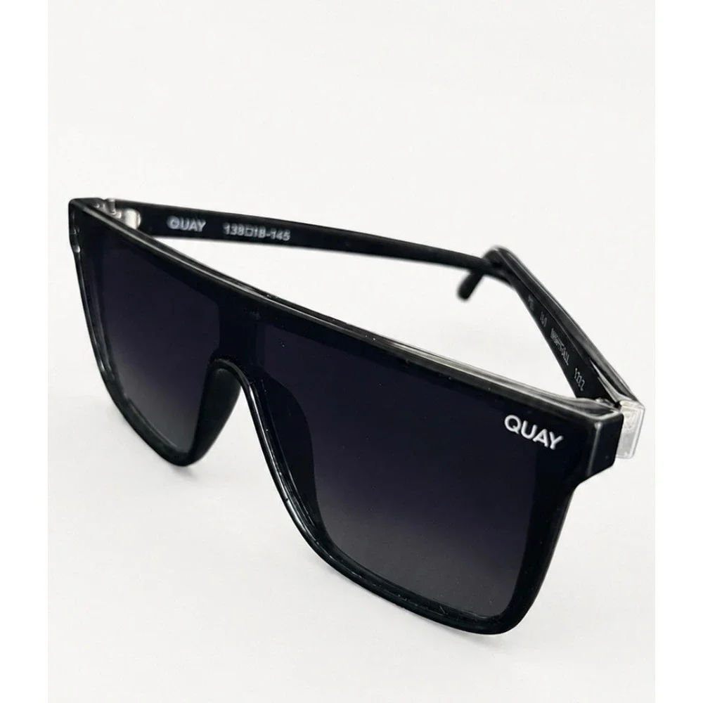 Quay Nightfall Polarized Shield Sunglasses Black Oversized summer  141 1212
